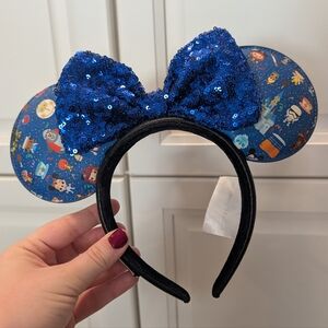 Disney Loungefly Magic Kingdom Blue Sequin Chibi Minnie Ears